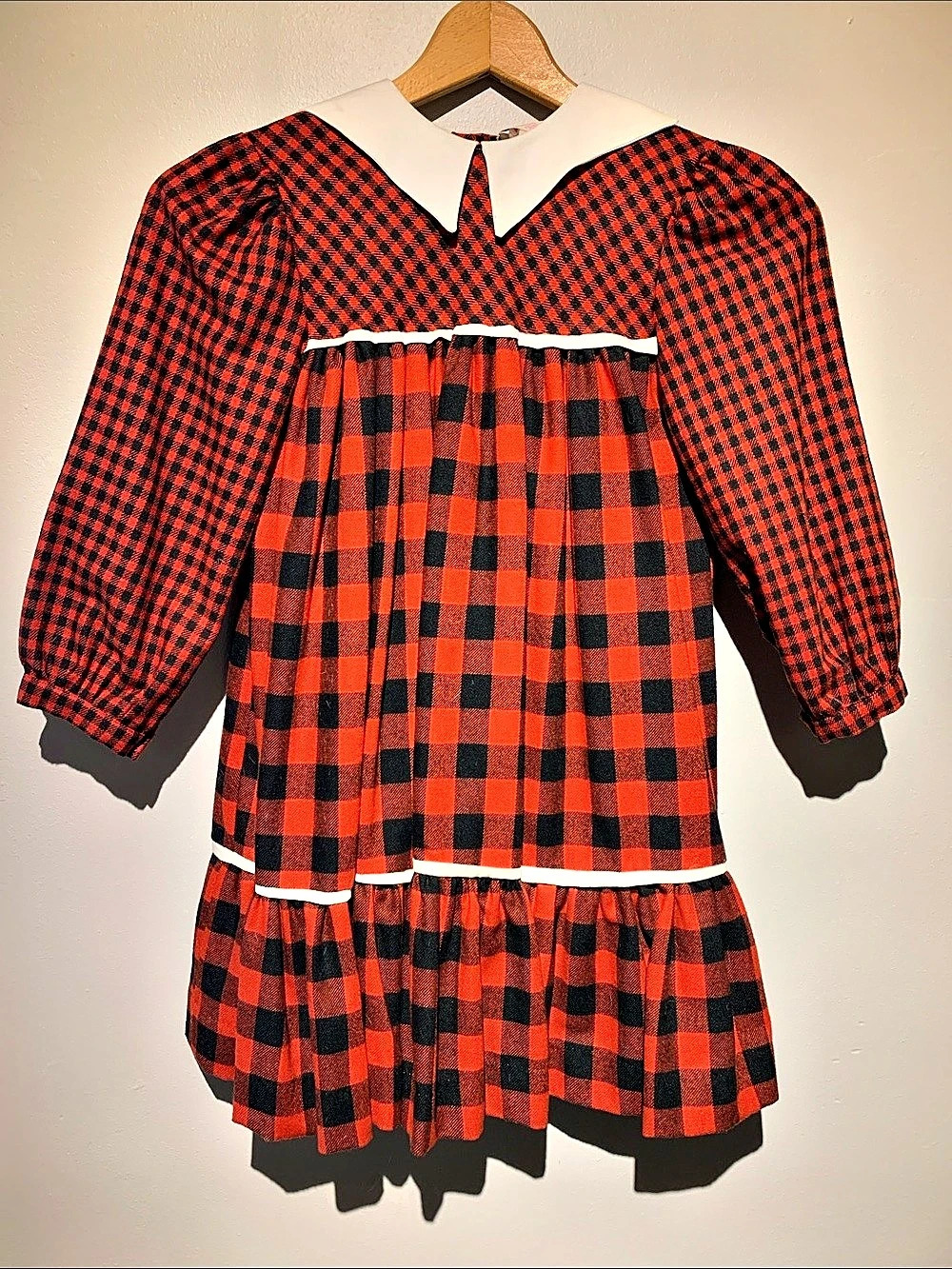 Vintage 1980s Bloomingdale’s The Next Generation Girls Red & Black Checkered Dre